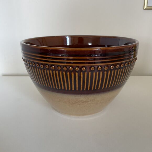 Table Tops Gallery Matrix Hand Crafted Hand Painted Bowl Brown 8.25” - Picture 2 of 6
